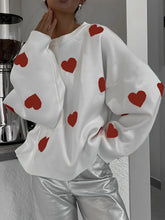 Load image into Gallery viewer, Valentine’s Day Heart Round Neck Long Sleeve Sweater