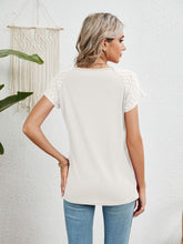 Load image into Gallery viewer, Lace Detail Round Neck Short Sleeve T-Shirt