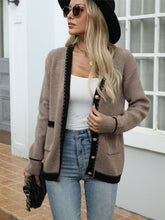 Load image into Gallery viewer, Contrast Trim Button Up Long Sleeve Cardigan