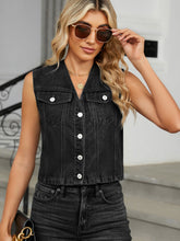 Load image into Gallery viewer, V-Neck Button Down Denim Vest