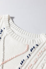Load image into Gallery viewer, Cable Knit Round Neck Half Sleeve Sweater