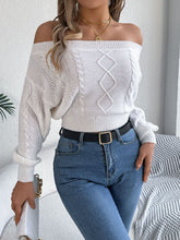 Load image into Gallery viewer, Cable Knit Off-Shoulder Long Sleeve Sweater
