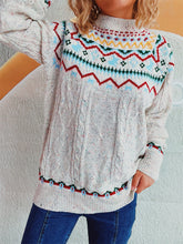 Load image into Gallery viewer, Cable-Knit Mock Neck Long Sleeve Sweater