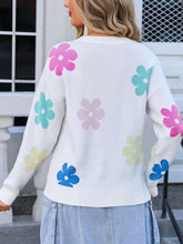 Load image into Gallery viewer, Flower Round Neck Long Sleeve Sweater