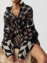Load image into Gallery viewer, Collared Neck Long Sleeve Cardigan