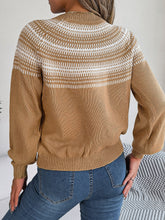 Load image into Gallery viewer, Contrast Round Neck Long Sleeve Sweater