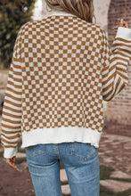 Load image into Gallery viewer, Checkered V-Neck Long Sleeve Cardigan