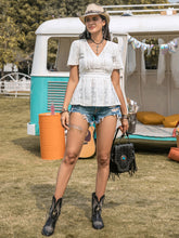 Load image into Gallery viewer, Lace V-Neck Short Sleeve Top