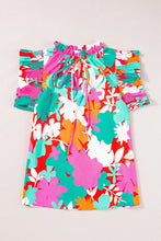 Load image into Gallery viewer, Printed Tie Neck Cap Sleeve Blouse