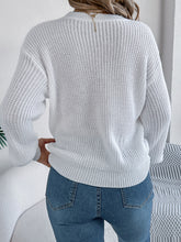 Load image into Gallery viewer, LOVE Heart Round Neck Dropped Shoulder Sweater