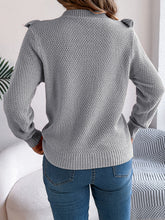 Load image into Gallery viewer, Ruffled Round Neck Long Sleeve Sweater