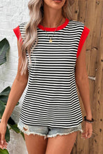 Load image into Gallery viewer, Striped Round Neck Cap Sleeve Top