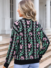 Load image into Gallery viewer, Flower Round Neck Long Sleeve Sweater