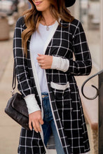 Load image into Gallery viewer, Plaid Open Front Long Sleeve Cover Up
