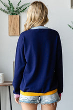 Load image into Gallery viewer, First Love Contrast Ribbed Round Neck Long Sleeve Sweater