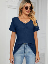 Load image into Gallery viewer, Ruched V-Neck Short Sleeve T-Shirt