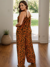 Load image into Gallery viewer, Full Size Leopard Scoop Neck Wide Leg Jumpsuit
