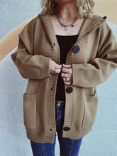 Load image into Gallery viewer, Dropped Shoulder Long Sleeve Hooded Cardigan