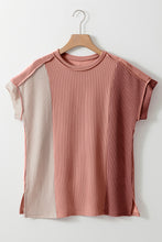 Load image into Gallery viewer, Color Block Round Neck Short Sleeve T-Shirt