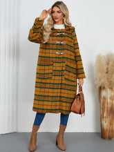 Load image into Gallery viewer, Plaid Long Sleeve Hooded Coat with Pockets