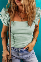 Load image into Gallery viewer, Ruffled Square Neck Cap Sleeve Blouse