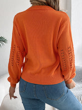 Load image into Gallery viewer, Openwork Round Neck Long Sleeve Sweater