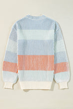 Load image into Gallery viewer, Striped Color Block Round Neck Long Sleeve Sweater