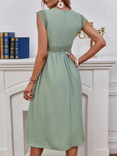 Load image into Gallery viewer, Lace Detail V-Neck Cap Sleeve Dress