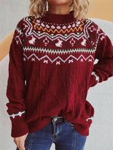 Load image into Gallery viewer, Cable-Knit Mock Neck Long Sleeve Sweater