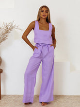 Load image into Gallery viewer, Square Neck Sleeveless Top and Pants Set