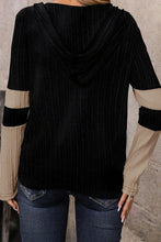 Load image into Gallery viewer, Drawstring Quarter Zip Contrast Long Sleeve Hoodie