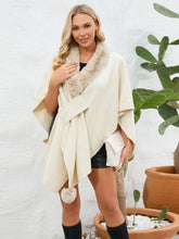 Load image into Gallery viewer, Fuzzy Trim Open Front Poncho