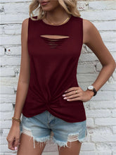 Load image into Gallery viewer, Cutout Twisted Round Neck Tank