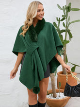 Load image into Gallery viewer, Fuzzy Trim Open Front Poncho