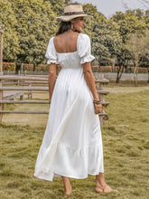 Load image into Gallery viewer, Square Neck Flounce Sleeve Midi Dress