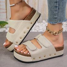 Load image into Gallery viewer, PU Leather Studded Platform Sandals