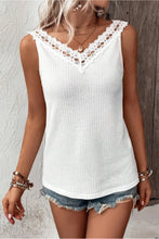 Load image into Gallery viewer, Lace Detail Textured V-Neck Tank