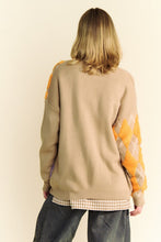Load image into Gallery viewer, Davi &amp; Dani Argyle V-Neck Dropped Shoulder Cardigan