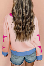 Load image into Gallery viewer, Star Contrast Round Neck Long Sleeve Sweatshirt