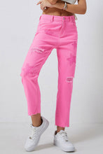 Load image into Gallery viewer, Star Raw Hem Distressed Jeans