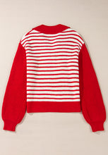 Load image into Gallery viewer, Striped Johnny Collar Long Sleeve Sweater