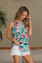 Load image into Gallery viewer, Sew In Love Wrinkle-Free Floral Notched Tank