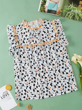 Load image into Gallery viewer, Ruffled Printed Mock Neck Cap Sleeve Blouse