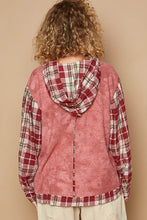 Load image into Gallery viewer, POL Star Patch Plaid Long Sleeve Hooded Top