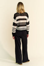 Load image into Gallery viewer, Davi &amp; Dani Contrast Striped Crochet Drop Shoulder Knit Cover Up