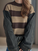 Load image into Gallery viewer, Contrast Round Neck Long Sleeve Sweater