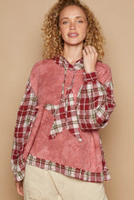 Load image into Gallery viewer, POL Star Patch Plaid Long Sleeve Hooded Top