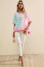 Load image into Gallery viewer, Contrast Stripes Round Neck Half Sleeve T-Shirt