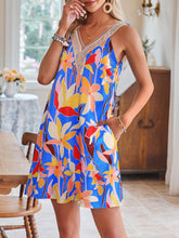 Load image into Gallery viewer, Lace Detail Printed V-Neck Sleeveless Dress