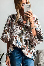 Load image into Gallery viewer, Printed Notched Flounce Sleeve Blouse